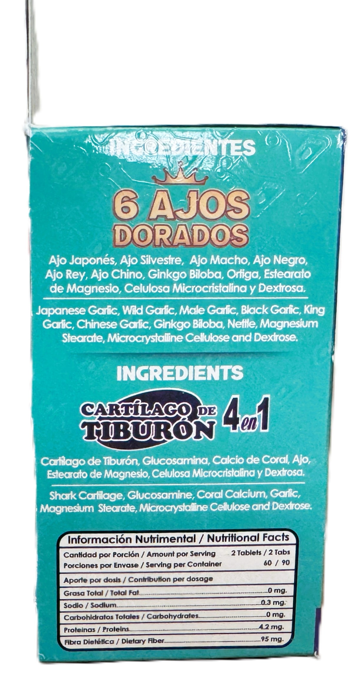 Cartilago de Tiburon 4 en 1. - 6 AJOS DORADOS