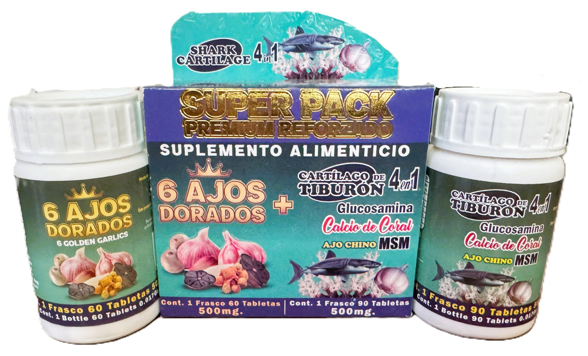 Cartilago de Tiburon 4 en 1. - 6 AJOS DORADOS